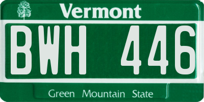 VT license plate BWH446