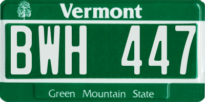 VT license plate BWH447
