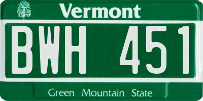 VT license plate BWH451