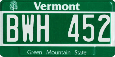 VT license plate BWH452