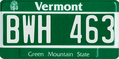 VT license plate BWH463