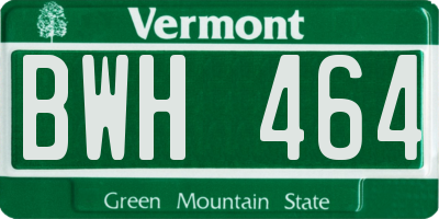 VT license plate BWH464