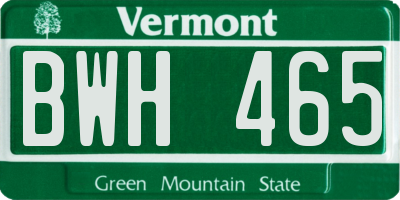 VT license plate BWH465