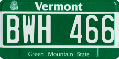 VT license plate BWH466