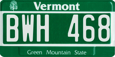 VT license plate BWH468
