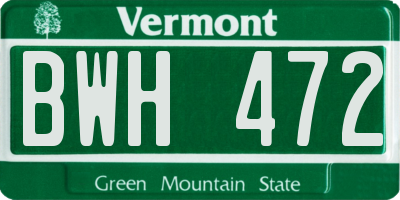 VT license plate BWH472