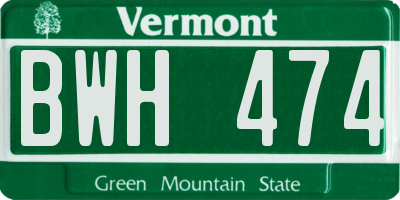 VT license plate BWH474