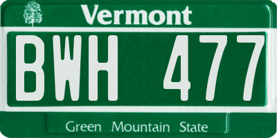 VT license plate BWH477