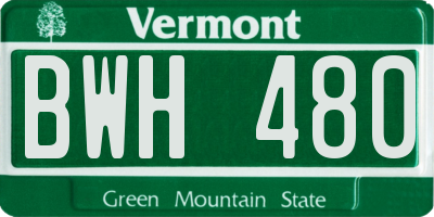 VT license plate BWH480
