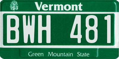 VT license plate BWH481