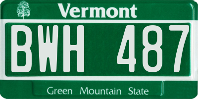 VT license plate BWH487