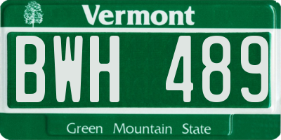 VT license plate BWH489