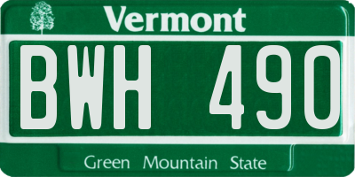 VT license plate BWH490