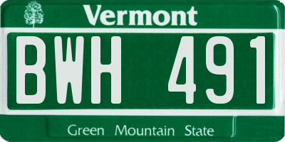 VT license plate BWH491