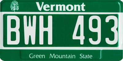 VT license plate BWH493