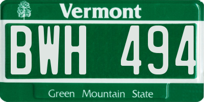 VT license plate BWH494