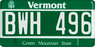 VT license plate BWH496