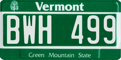 VT license plate BWH499