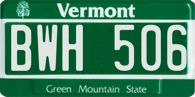VT license plate BWH506