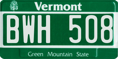 VT license plate BWH508