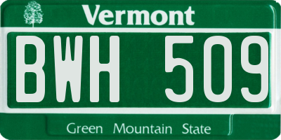 VT license plate BWH509