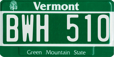 VT license plate BWH510
