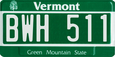 VT license plate BWH511