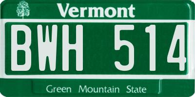 VT license plate BWH514