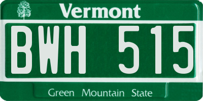 VT license plate BWH515