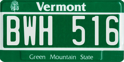 VT license plate BWH516