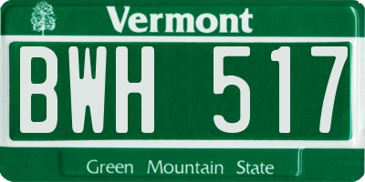 VT license plate BWH517