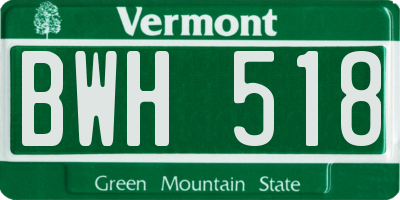 VT license plate BWH518