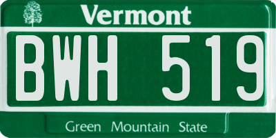 VT license plate BWH519