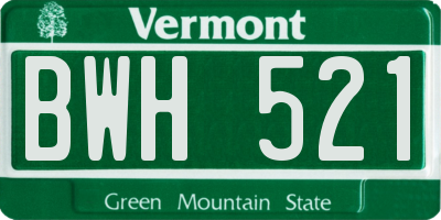 VT license plate BWH521