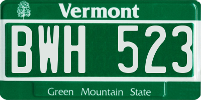 VT license plate BWH523