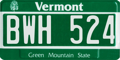 VT license plate BWH524