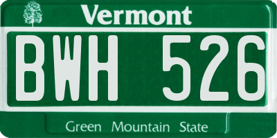 VT license plate BWH526