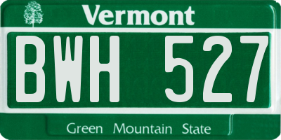 VT license plate BWH527