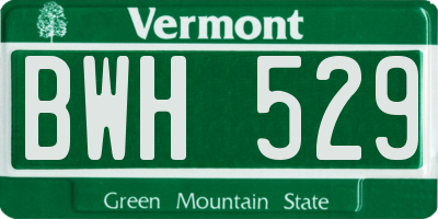VT license plate BWH529