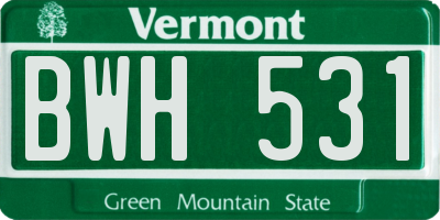 VT license plate BWH531