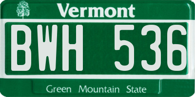 VT license plate BWH536