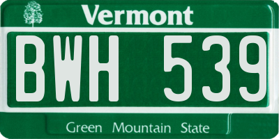 VT license plate BWH539