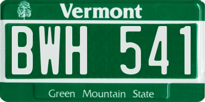 VT license plate BWH541