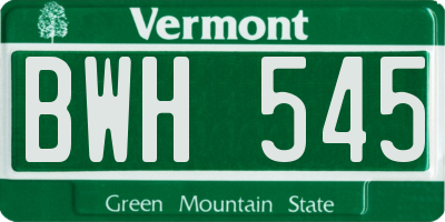 VT license plate BWH545