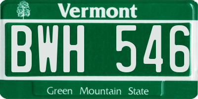 VT license plate BWH546