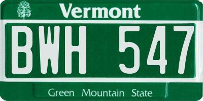 VT license plate BWH547