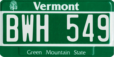 VT license plate BWH549