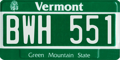 VT license plate BWH551