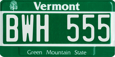 VT license plate BWH555