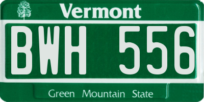 VT license plate BWH556